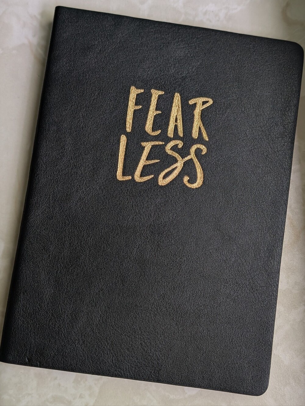 "Fear Less" Black Jornal with Gold Lettering